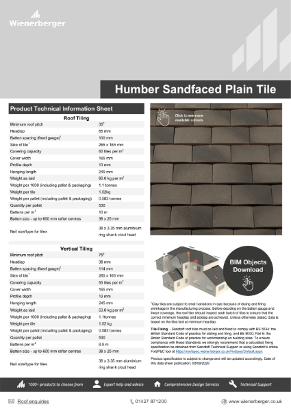 Humber Sandfaced Data