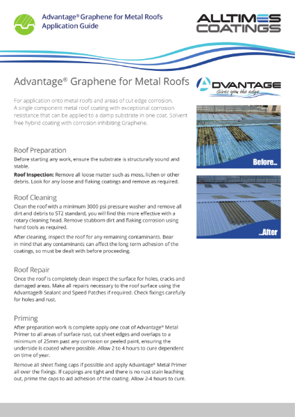 Advantage GRAPHENE for METAL ROOFS Application Guide