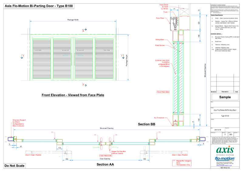 Axis Flo-Motion Bi-Parting Door - Type B100 (PDF) V2