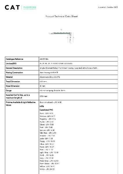 AN15R All Finishes Technical Datasheet