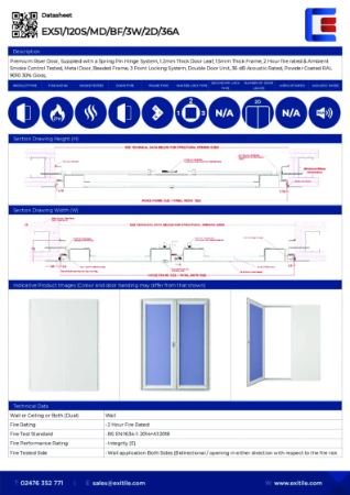 Datasheet - Riser Double Door (Range 51) - Beaded Frame - 2 Hour Fire Rated - Smoke Tested - 36dB Acoustic
