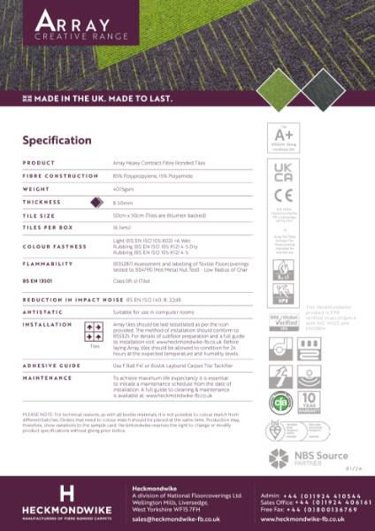 Heckmondwike - Array - Specification Sheet