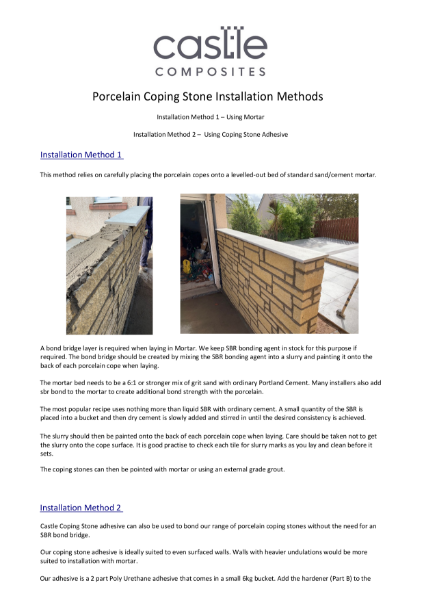 Porcelain Coping Stone - Install Guide