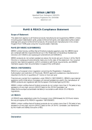 IBRAN RoHS REACh Compliance Statement