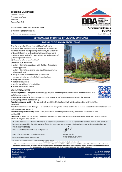 BBA Agrément Certificate