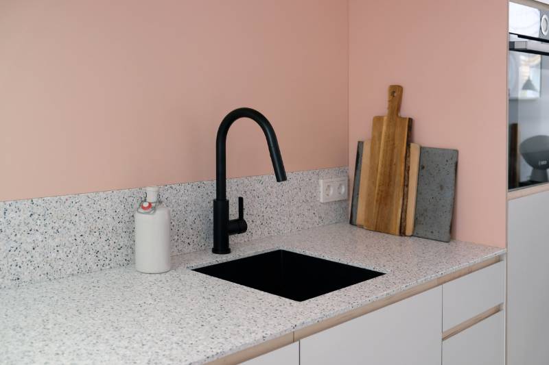 Netherland Residential Kitchen Worktop Featuring Terrazzo Series - TT006 Caramel Terrazzo