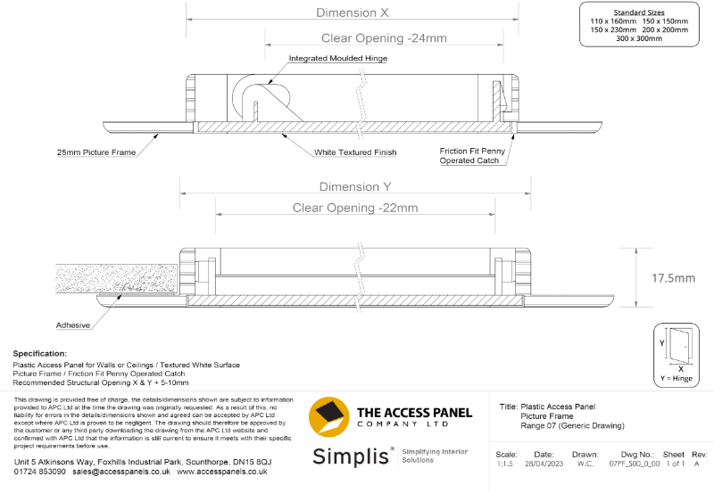 Plastic Access Panel Generic Technical Drawing | The Access Panel ...