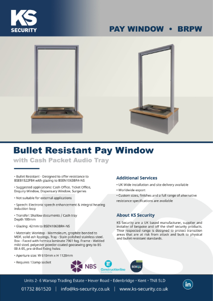 Bullet Resistant Pay Window