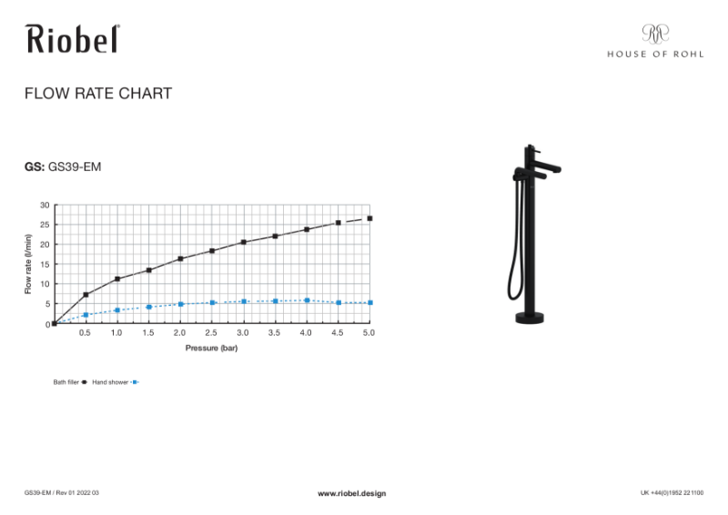 GS Freestanding Bath Shower Mixer Flow Rate