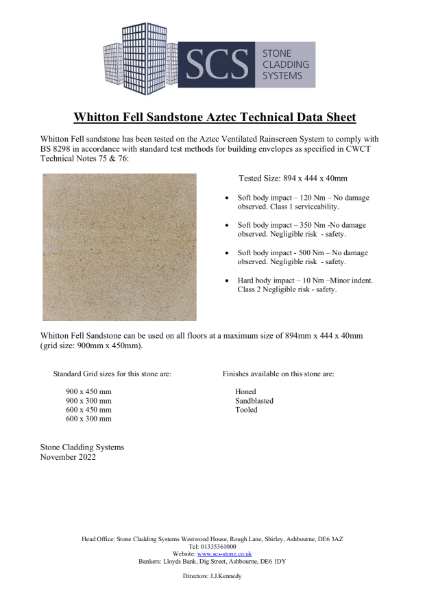 Whitton Fell Sandstone Technical Data Sheet