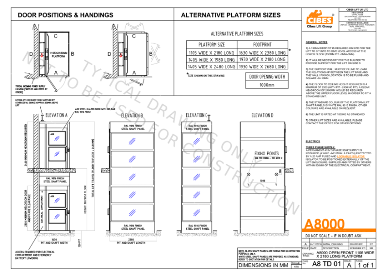 A8000 1105mm x 2180mm Platform 1000KG