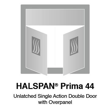 HALSPAN® Prima 44 mm Internal Fire Rated Door Blank - Unlatched Single Acting Double Doors With Overpanel
