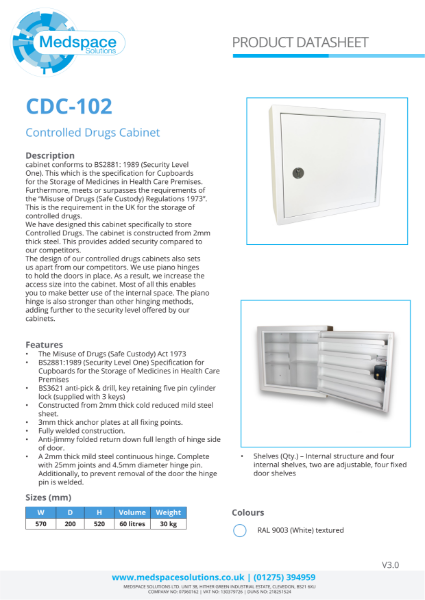 CDC-102 - Controlled Drugs Cabinet