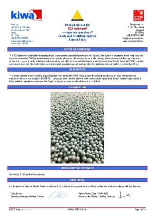 KIWA energystore spacebead Agrement