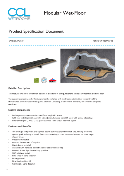 Modular Wet-Floor - Product Specification