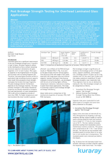 Post Breakage Strength Testing for Overhead Laminated Glass.