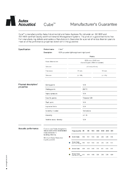 Cube Manufacturers Guarantee