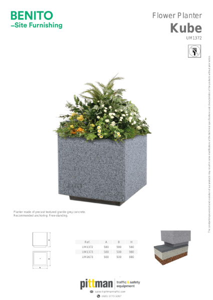 Benito Kube Planter Data Sheet