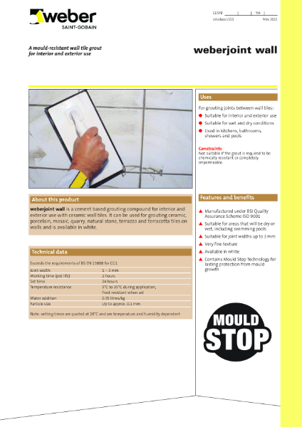 weberjoint wall - Technical datasheet