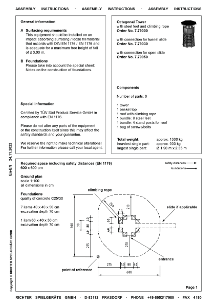 Timberplay Combined Play Structures - Octagonal Tower - Assembly Instructions