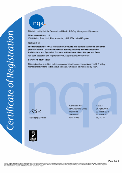 OHSAS 18001:2018 Certificate
