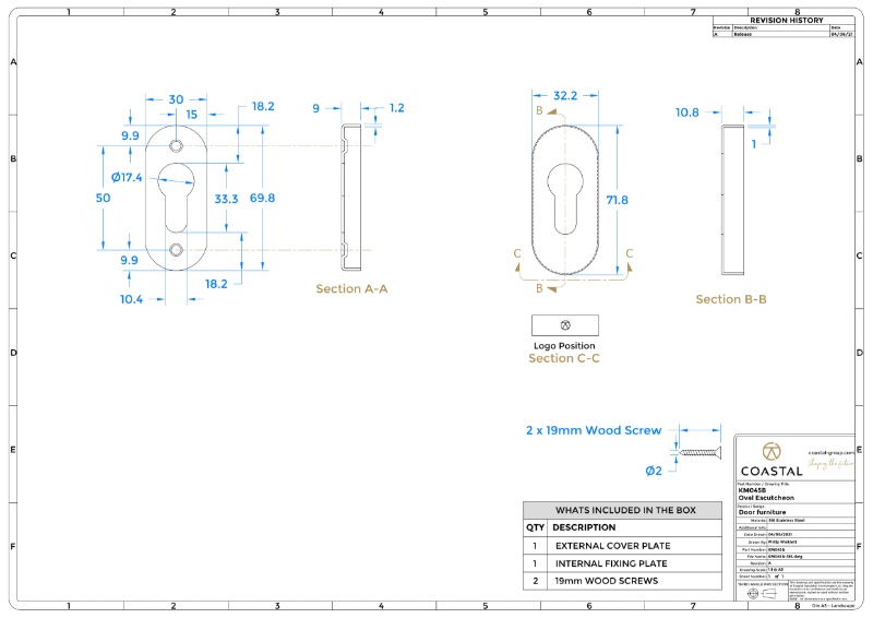 BLU™ - KM045 Oval Escutcheon CAD