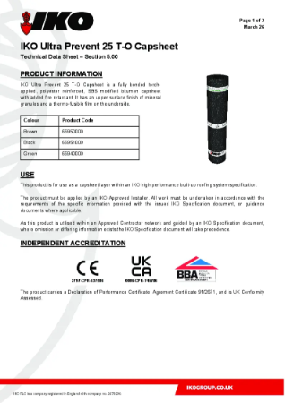 Technical Data Sheet (TDS) - IKO ULTRA Prevent 25 Capsheet
