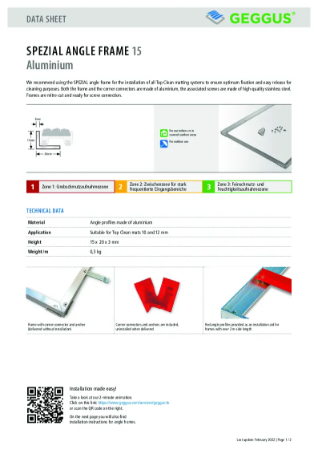 Data Sheet Aluminium Angle Frame SPEZIAL 15x20x3