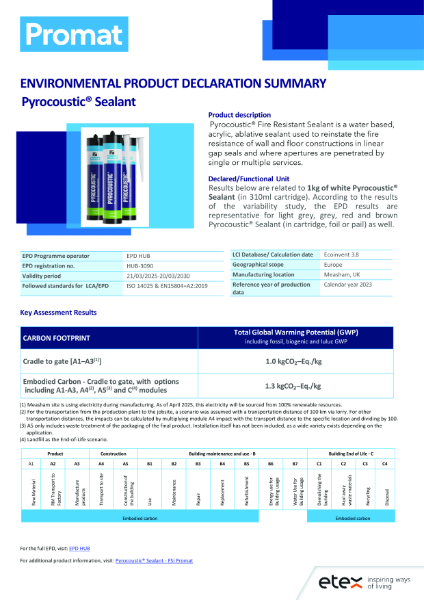 FSIPromat Pyrocoustic Sealant – EPD Summary