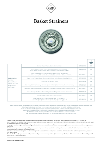 Shaws Basket Strainers