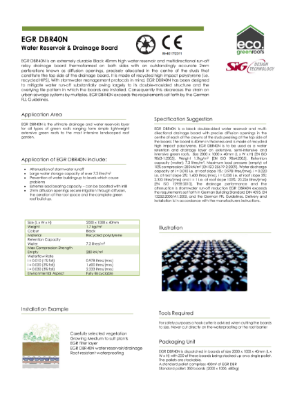 Eco Green Roofs DBR40N Datasheet