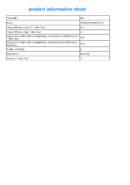 OS6PB50AM - Product Information Sheet