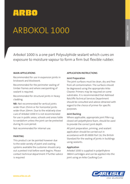 ARBOKOL 1000 Data Sheet