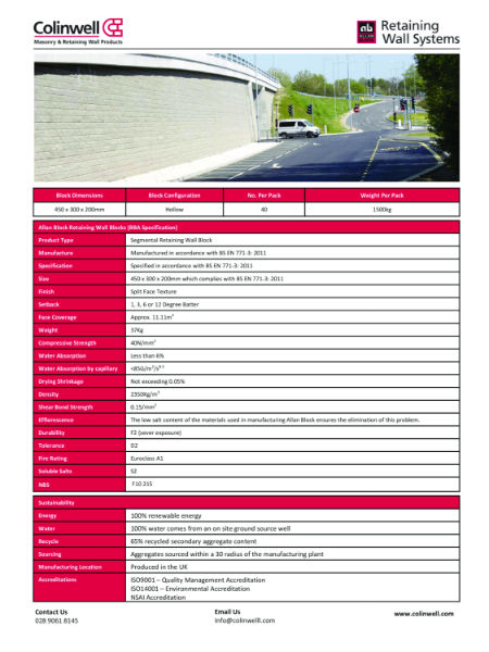 Allan Block BBA Specification