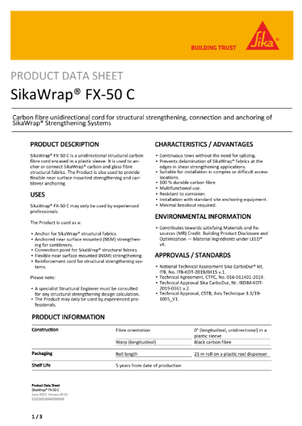Product Data Sheet - SikaWrap® FX-50 C