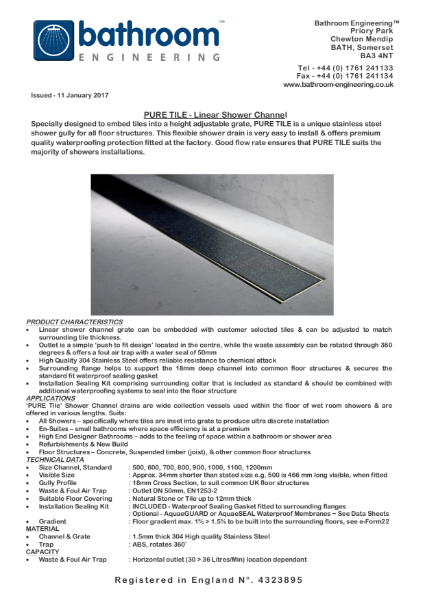 Linear Floor Drain - Pure Tile