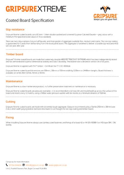 Decking tech sheet - Gripsure Xtreme non-slip coated boards