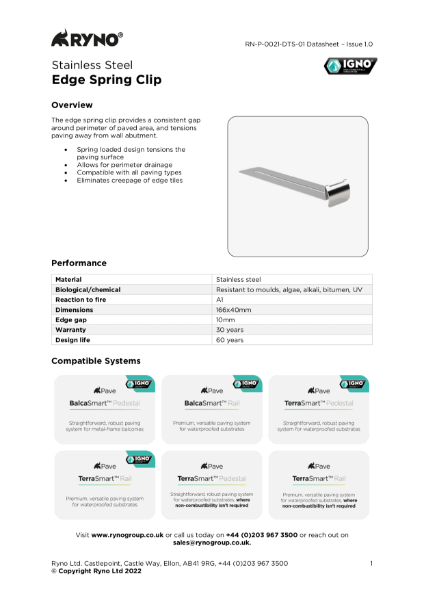 Edge Spring Clip - Datasheet