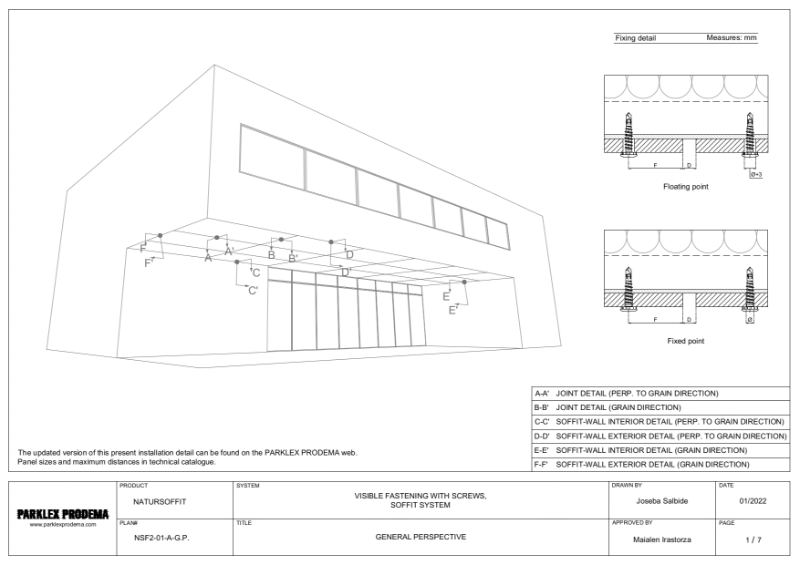 Installation details screw exposed system NATURSOFFIT