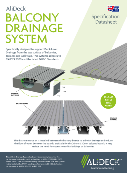 AliDeck Balcony Drainage Channels Data Sheet