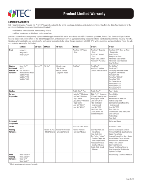 Product Limited Warranty