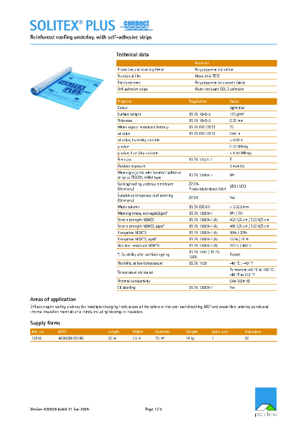 Solitex Plus Connect Technical Datasheet