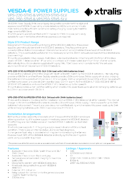 XTRALIS VESDA-E Power Supply Units