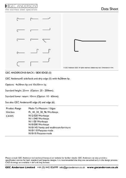 GEC Anderson Data Sheet - Edge 5