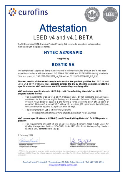 Bostik Hytec A370 Rapid LEED 