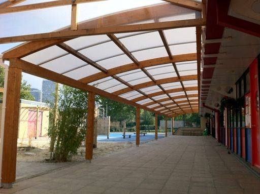 Tarnhow Curved Wall Mounted Timber Canopy&nbsp;- Polycarbonate Roof