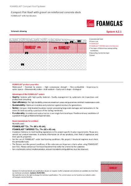 TDS_4.2.1_Warm Roof - Concrete Deck - FOAMGLAS Insulation (Hot Applied) with Gravel (Flat or Tapered)