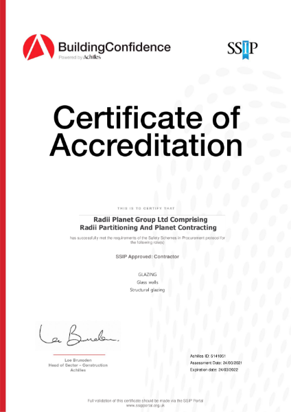 Achilles Building Confidence Certificate of Accreditation