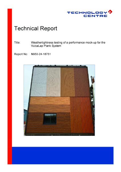 Weathertightness testing of a performance mock-up for the VulcaLap Plank System