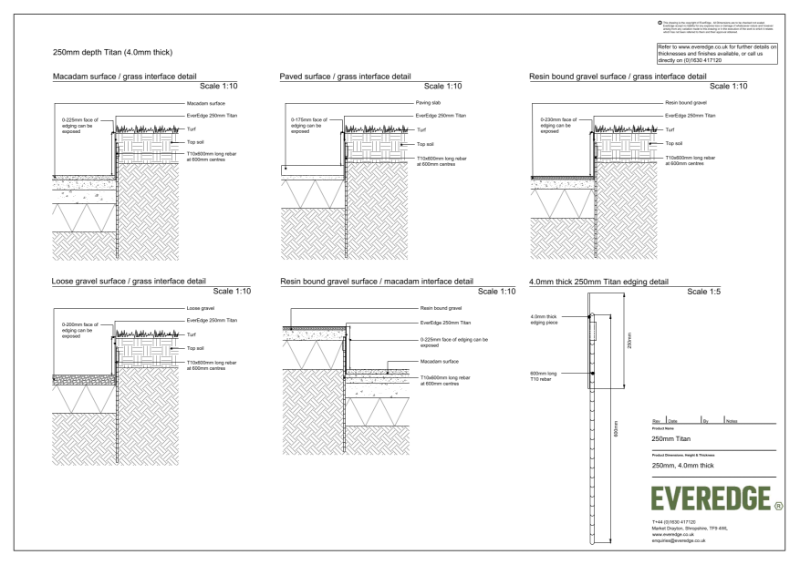 EverEdge Titan 250mm 4.0mm Thick Edging CAD Drawing